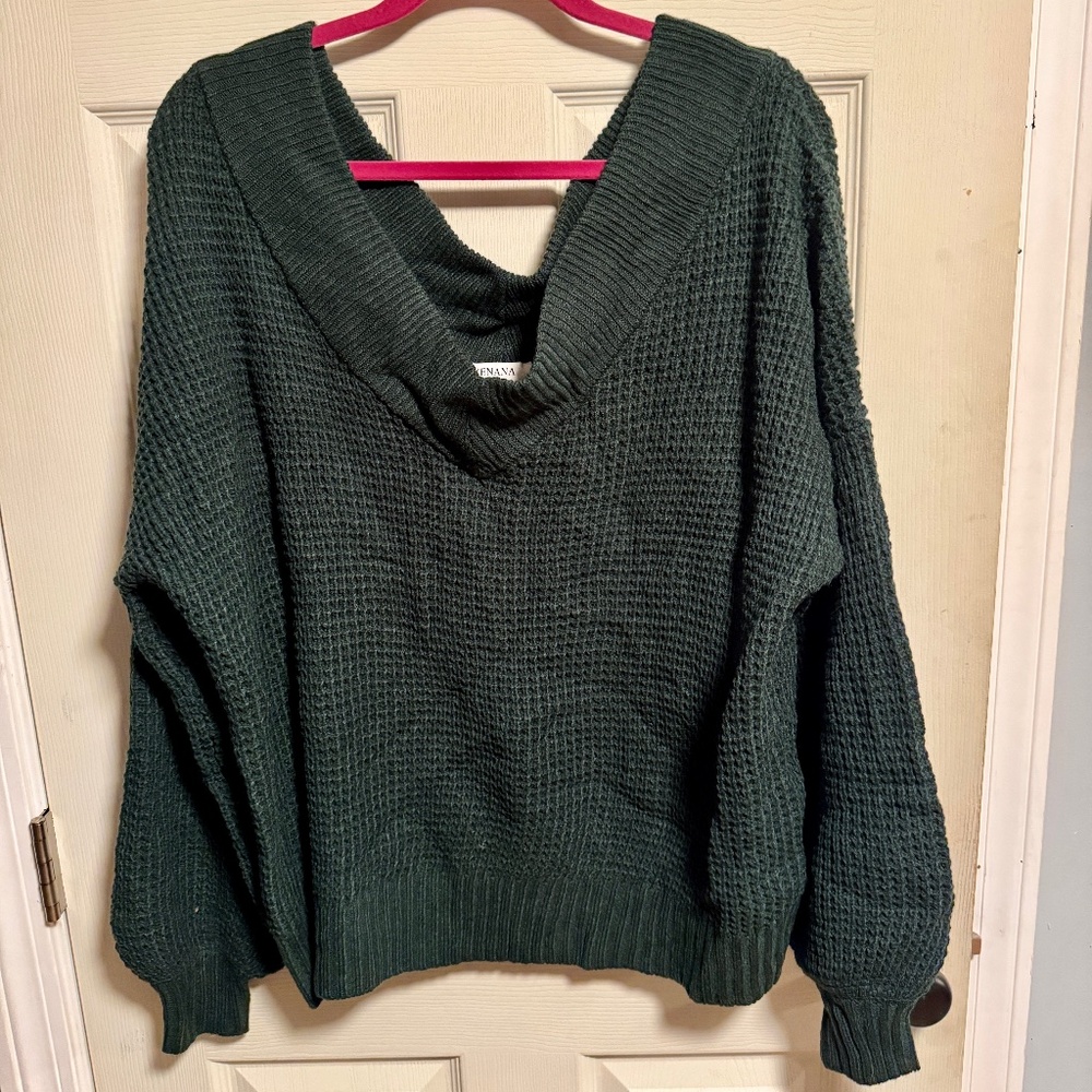 Hunter Green Off The Shoulder Sweater